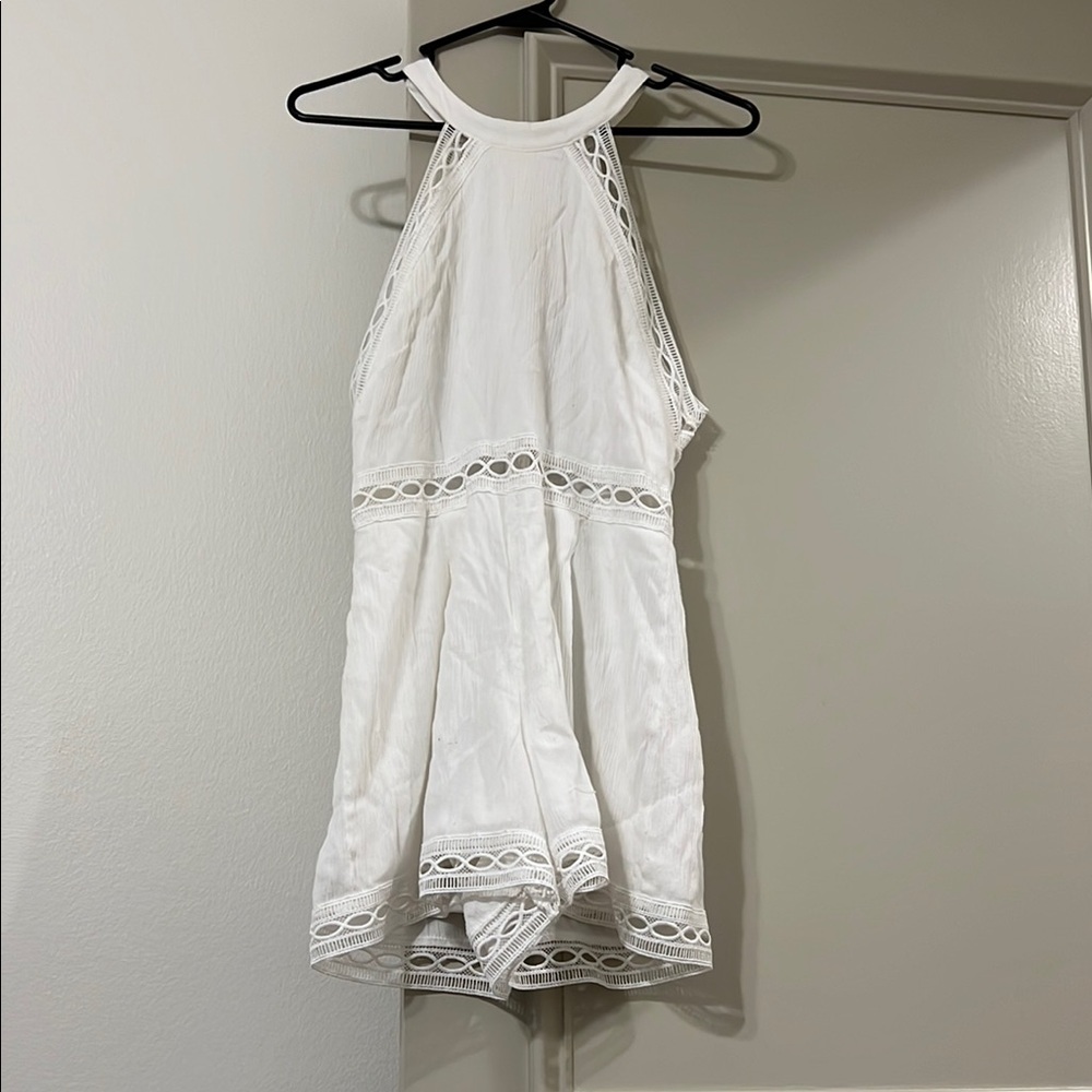 Gianni Bini White Lace Halter Romper